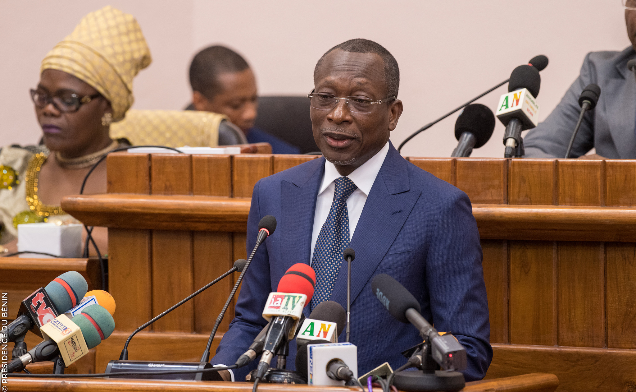 Patrice Talon, le président du Bénin, à l'Assemblée Nationale lors du Message sur l'Etat de la nation le 22 décembre 2017 / Photo : PRÉSIDENCE DU BÉNIN