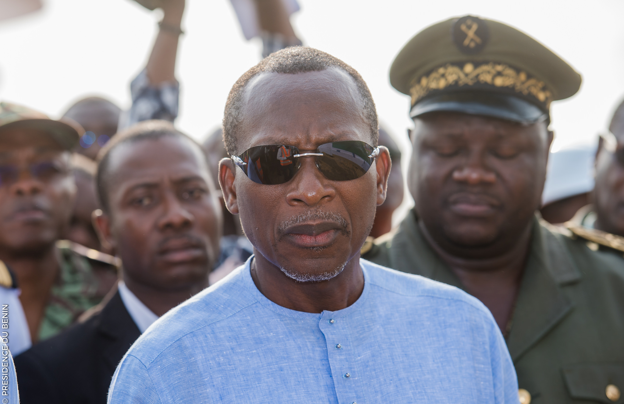 Visite de terrain de S.E.M Patrice Talon sur les chantiers de protection de la berge cotière de Cotonou / Photo : PRÉSIDENCE DU BÉNIN